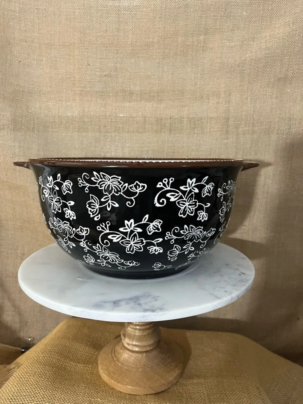 Floral Lace Black by TEMP-TATIONS 4 Qt Handled Bowl